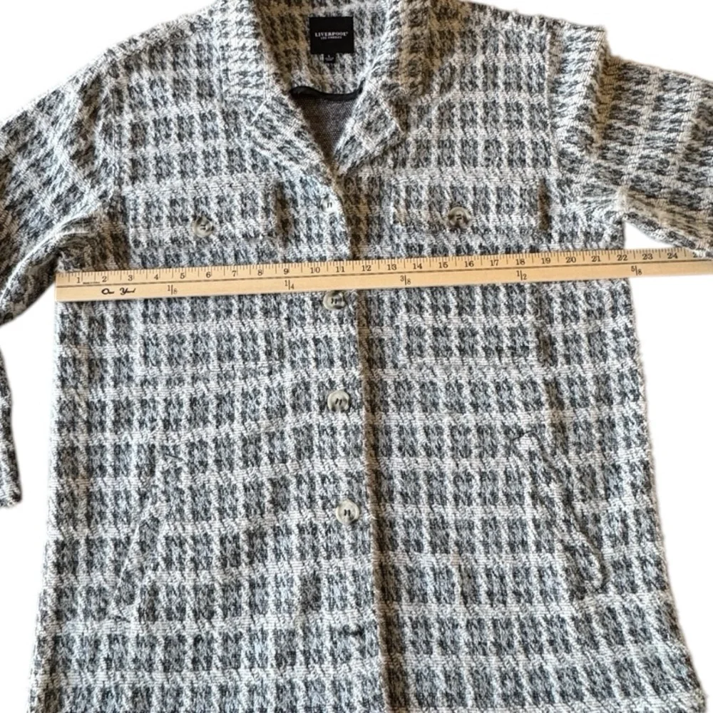 Liverpool Heather Houndstooth Fuzzy Button Front Boxy Jacket Women's Large - Picture 11 of 16